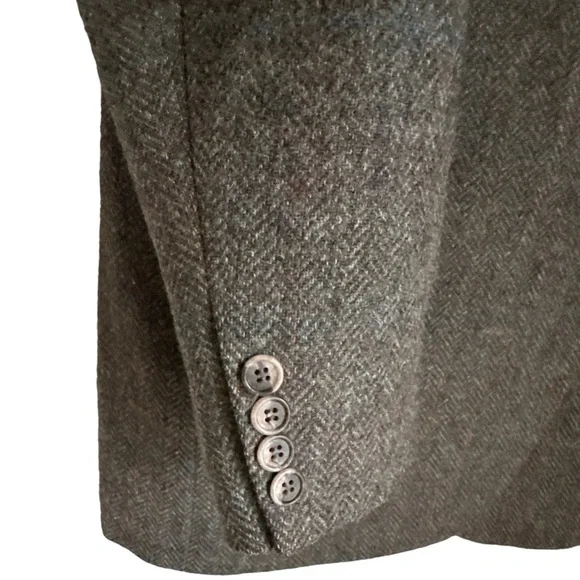 Vintage By Haggar Mens Brown Herringbone Wool Tweed Two Button Sport Coat Sz.42L
